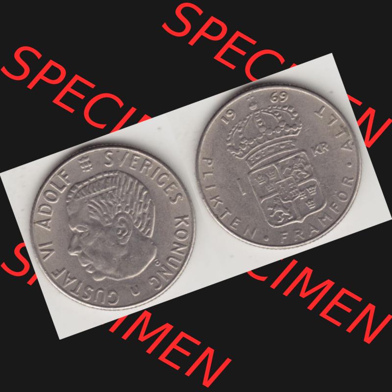 Münzen Schweden Umlaufmünze 1968-1973, 1 Krone 1969, Bild mit Vollansicht als Bildmaterial Sammlung