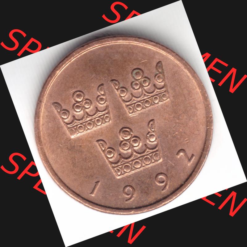 Münzen Schweden Umlaufmünze 1992-2009, 50 Öre 1992, Bild mit Vorderseite der Münze als Bildmaterial Sammlung