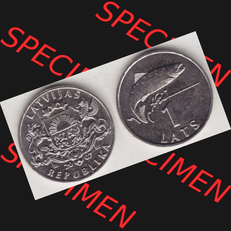 Münzen Lettland Umlaufmünze 1992-2008, 1 Lats 2007, Bild mit horizontaler Vollansicht als Bildmaterial Sammlung