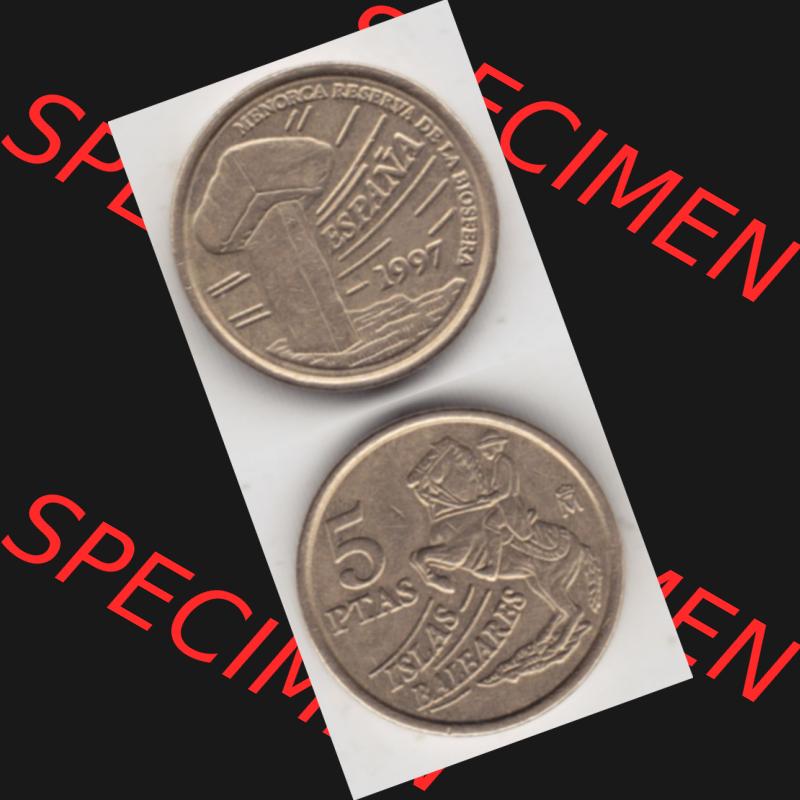 Münzen Spanien Umlaufmünze 1997-1997, 5 Peseten 1997, Münze aus Spanien, Umlaufmünze / aus Zahlungsverkehr mit Münzseiten Vertikal / Untereinander auf... Sammlung