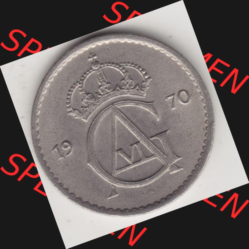 Münzen Schweden Umlaufmünze 1962-1973, 50 Öre 1970, Bild mit Vorderseite der Münze als Bildmaterial Sammlung