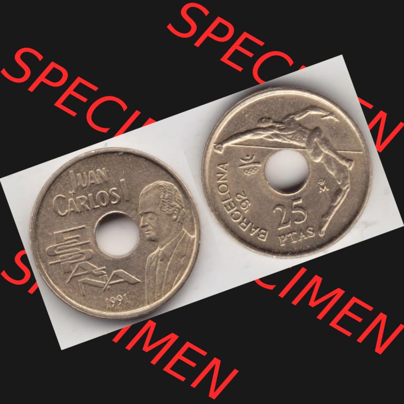 Münzen Spanien Umlaufmünze 1990-1991, 25 PTAS - Peseten 1991, Bild mit Vollansicht als Bildmaterial Sammlung