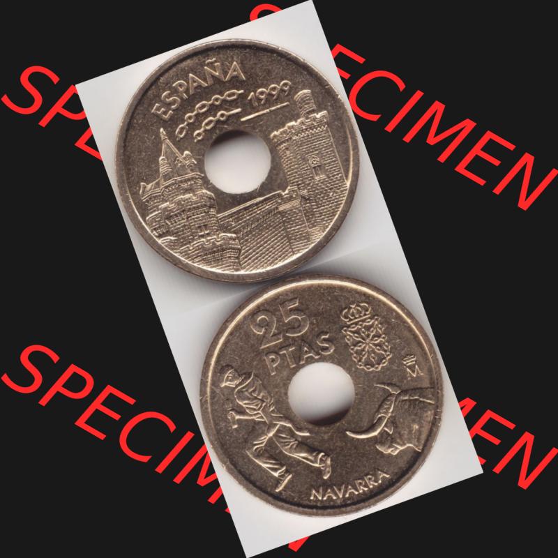 Münzen Spanien Umlaufmünze 1999-1999, 25 PTAS, Peseten 1999, Münze aus Spanien, Umlaufmünze / aus Zahlungsverkehr mit Münzseiten Vertikal / Untereinander... Sammlung