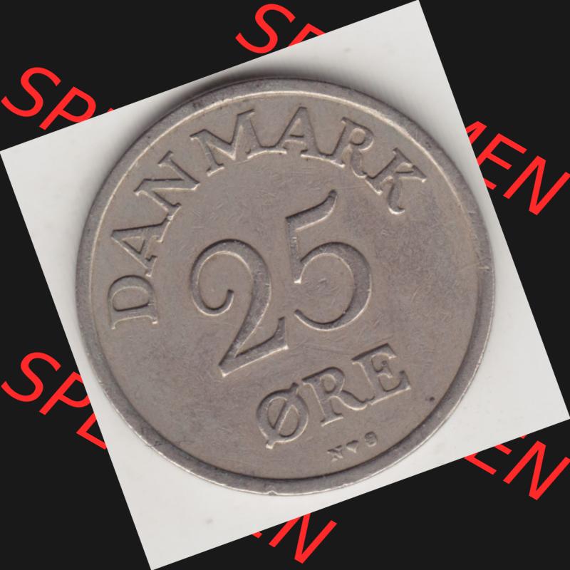 Münzen Dänemark Umlaufmünze 1948-1960, 25 Öre 1950. Rückseite der alten dänischen Umlaufmünze aus Dänemark zum katalogisieren und verwalten im Münzen-Katalog... Sammlung