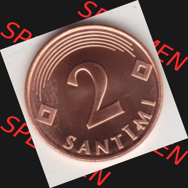 Münzen Lettland Umlaufmünze 1992-2009, 2 Santimi 2000, Bild mit Rückseite der Münze als Bildmaterial Sammlung