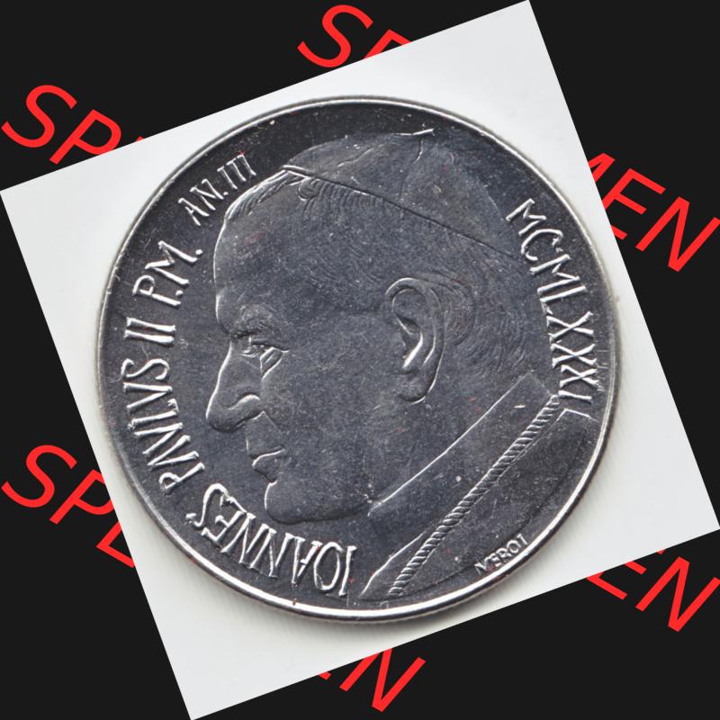 Münzen Vatikan / Vatikanstadt Umlaufmünze 1981-1981, 100 Lire Papst Johannes Paul II, Bild mit Vorderseite der Münze als Bildmaterial. Münze aus dem Vatikan der... Sammlung