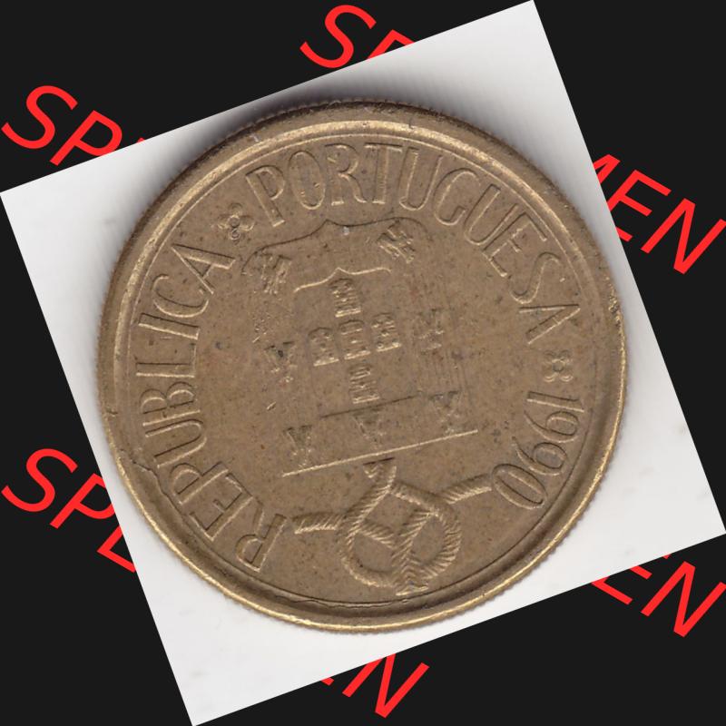 Münzen Portugal Umlaufmünze 1986-2001, 5 Escudos 1990. Rückseite der portugiesischen Umlaufmünze aus Portugal vor der Euro-Einführung in Portugal zum katalogisieren... Sammlung