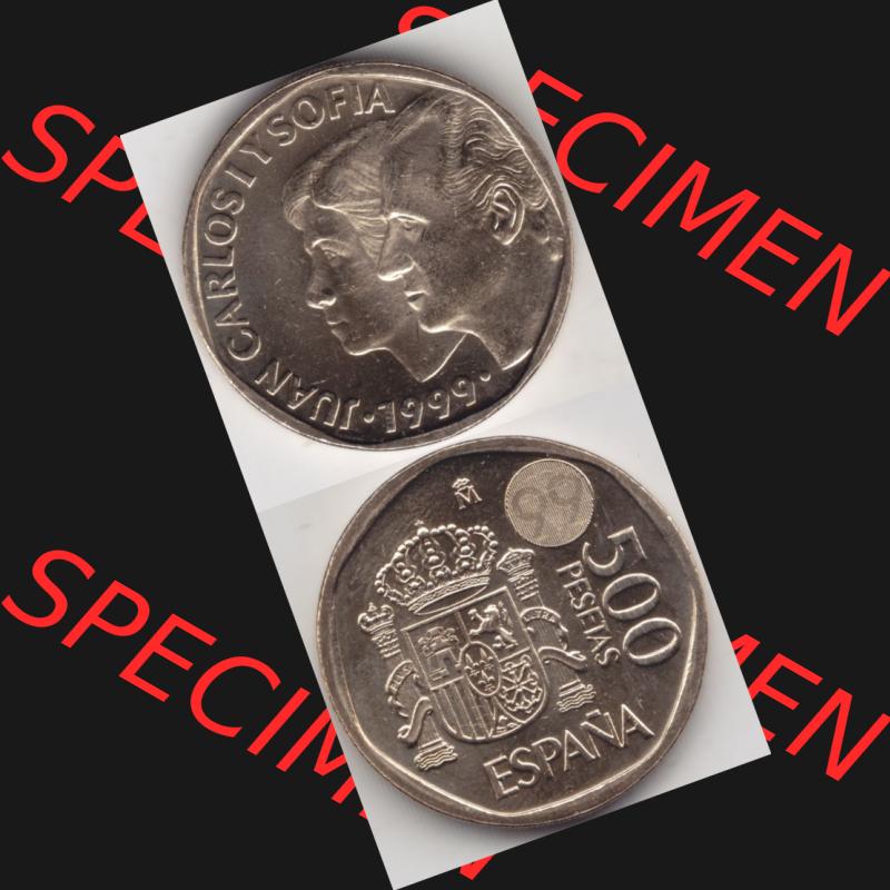Münzen Spanien Umlaufmünze 1993-2001, 500 PTAS, Peseten 1999, Münze aus Spanien, Umlaufmünze / aus Zahlungsverkehr mit Münzseiten Vertikal / Untereinander... Sammlung