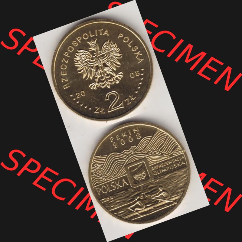 Münzen Polen Gedenkmünze 2008-2008, 2 Zloty, XXIX. Olympische Sommerspiele in Peking 2008, Münzseiten Untereinander als Bildmaterial Sammlung