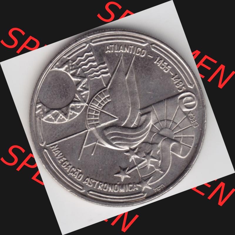Münzen Portugal Gedenkmünze 1990-1990, 100 Escudos, Atlantido 1455-1485, Astronomica. Rückseite der portugiesischen Gedenkmünze aus Portugal vor der Euro-Einführung... Sammlung