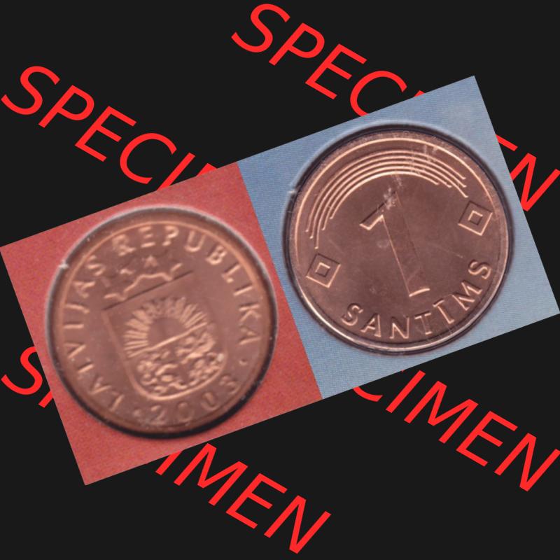 Münzen Lettland Umlaufmünze 1992-2008, 1 Centime 2003, aus Münzensatz Bild mit horizontaler Vollansicht als Bildmaterial Sammlung