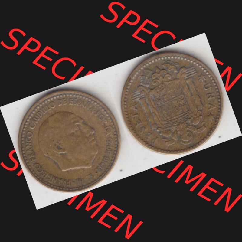 Münzen Spanien Umlaufmünze 1946-1963, 1 Peseta-Pesete 19x3, Bild mit Vollansicht als Bildmaterial Sammlung