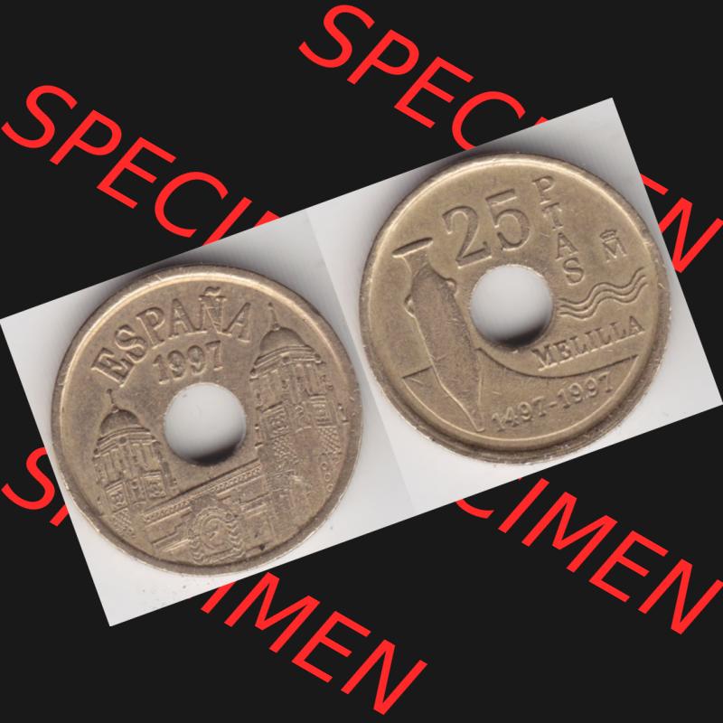 Münzen Spanien Umlaufmünze 1997-1997, 25 PTAS - Peseten 1997, Bild mit Vollansicht als Bildmaterial Sammlung
