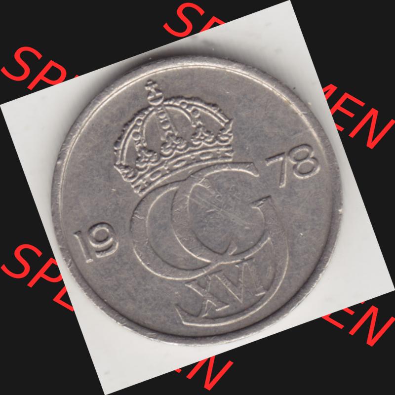 Münzen Schweden Umlaufmünze 1976-1984, 25 Öre 1978, Bild mit Vorderseite der Münze als Bildmaterial Sammlung
