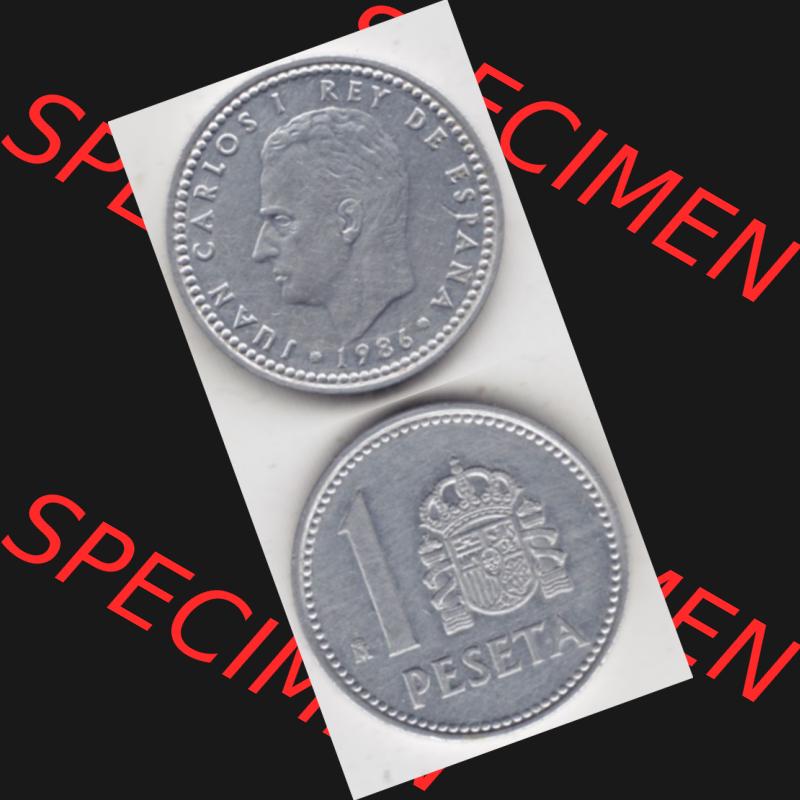 Münzen Spanien Umlaufmünze 1982-1989, 1 Pesete 1986, Münze aus Spanien, Umlaufmünze / aus Zahlungsverkehr mit Münzseiten Vertikal / Untereinander auf... Sammlung