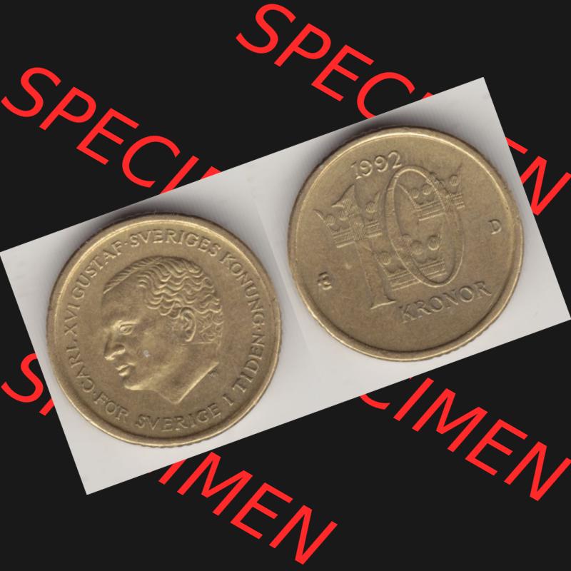 Münzen Schweden Umlaufmünze 1991-2000, 10 Kronen 1992, Bild mit Vollansicht als Bildmaterial Sammlung