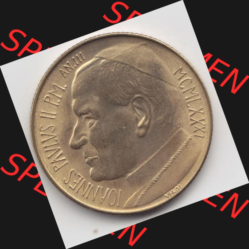 Münzen Vatikan / Vatikanstadt Umlaufmünze 1981-1981, 200 Lire Papst Johannes Paul II, Bild mit Vorderseite der Münze als Bildmaterial. Münze aus dem Vatikan der... Sammlung