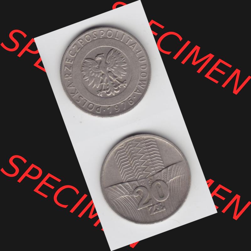 Münzen Polen Gedenkmünze 1973-1976, 20 Zlotych 1976, Münzseiten Untereinander als Bildmaterial Sammlung