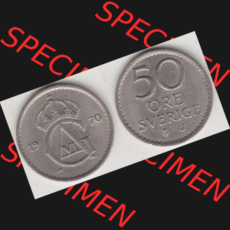 Münzen Schweden Umlaufmünze 1962-1973, 50 Öre 1970, Bild mit Vollansicht als Bildmaterial Sammlung