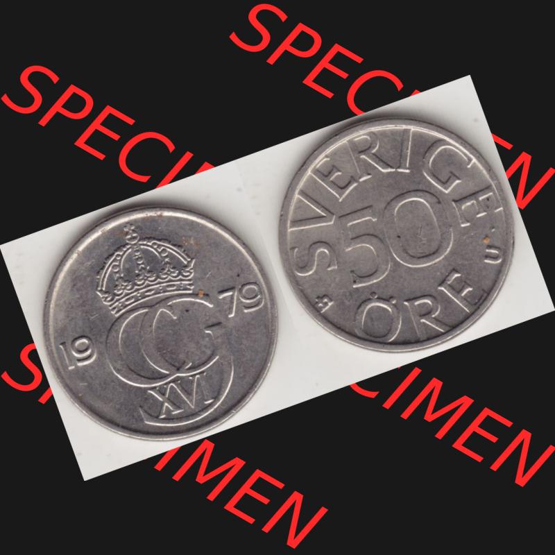 Münzen Schweden Umlaufmünze 1976-1991, 50 Öre 1979, Bild mit Vollansicht als Bildmaterial Sammlung