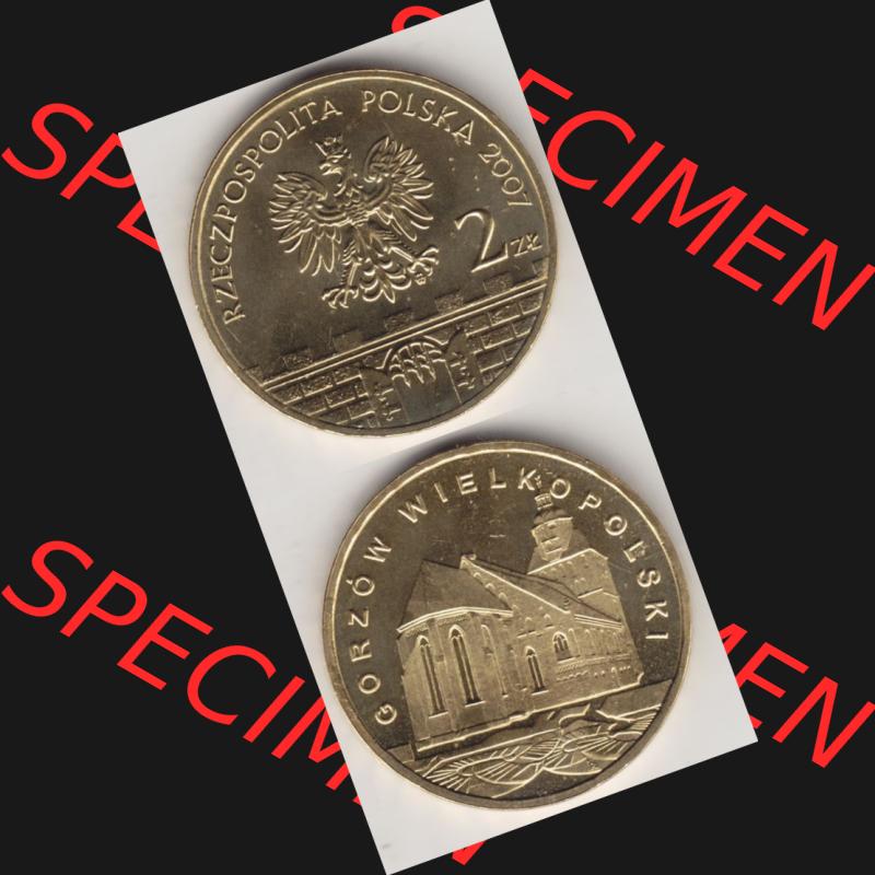 Münzen Polen Gedenkmünze 2007-2007, 2 Zloty, Historische Städte in Polen - Landsberg an der Warthe, Münzseiten Untereinander als Bildmaterial Sammlung