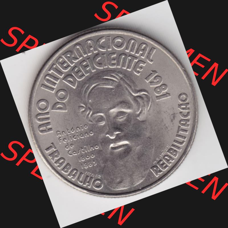 Münzen Portugal Gedenkmünze 1981-1981, 25 Escudos, Ano Internacional do Deficiente 1981 Internationales Jahr der Behinderten. Rückseite der portugiesischen Gedenkmünze... Sammlung