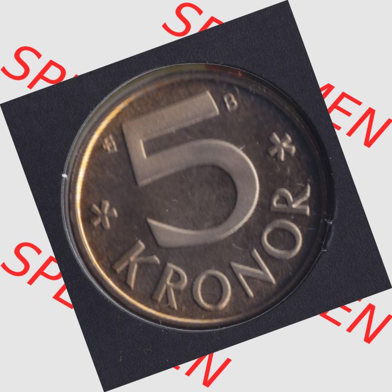 Münzen Schweden Umlaufmünze 1993-2009, 5 Kronen 2001 KMS, Bild mit Rückseite der Münze als Bildmaterial Sammlung
