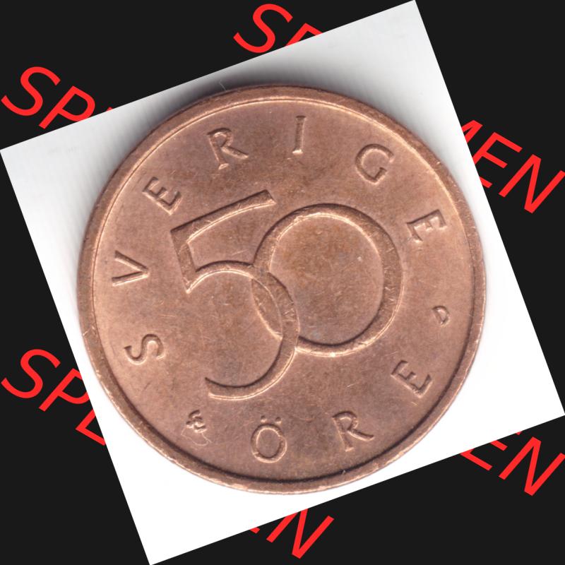 Münzen Schweden Umlaufmünze 1992-2009, 50 Öre 1992, Bild mit Rückseite der Münze als Bildmaterial Sammlung