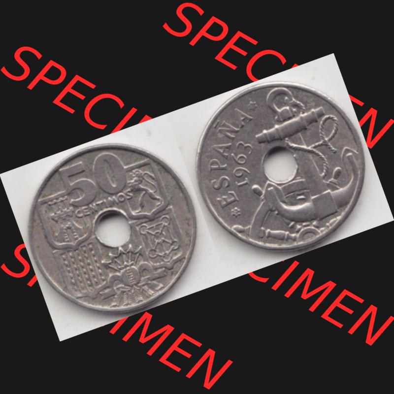 Münzen Spanien Umlaufmünze 1949-1963, 50 Centimos 1963, Bild mit Vollansicht als Bildmaterial Sammlung