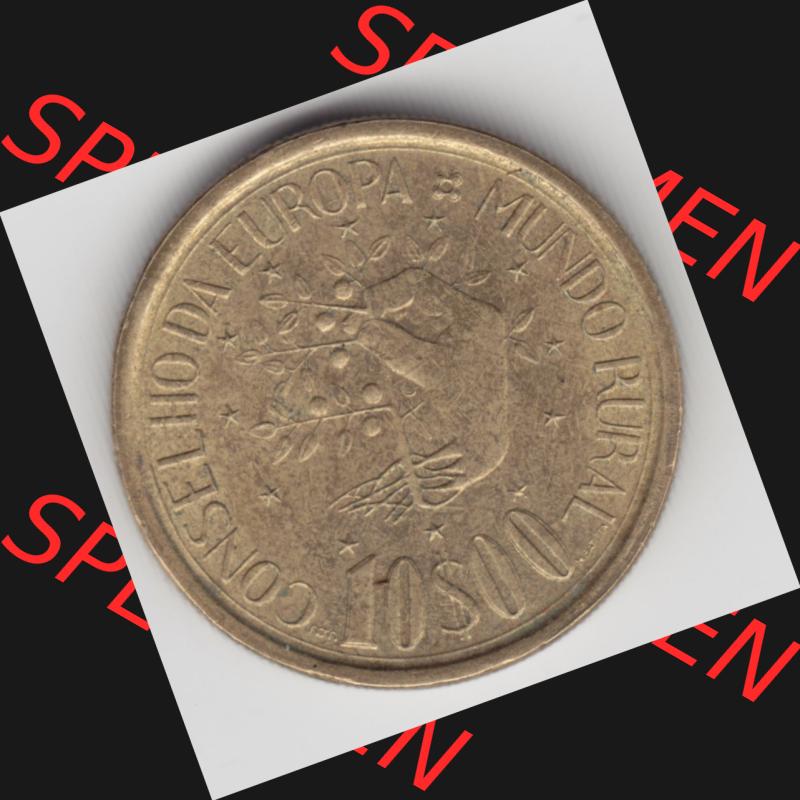 Münzen Portugal Gedenkmünze 1987-1987, 10 Escudo, Conseliio Da Europa, Mundo Rural. Rückseite der portugiesischen Gedenkmünze aus Portugal vor der Euro-Einführung... Sammlung