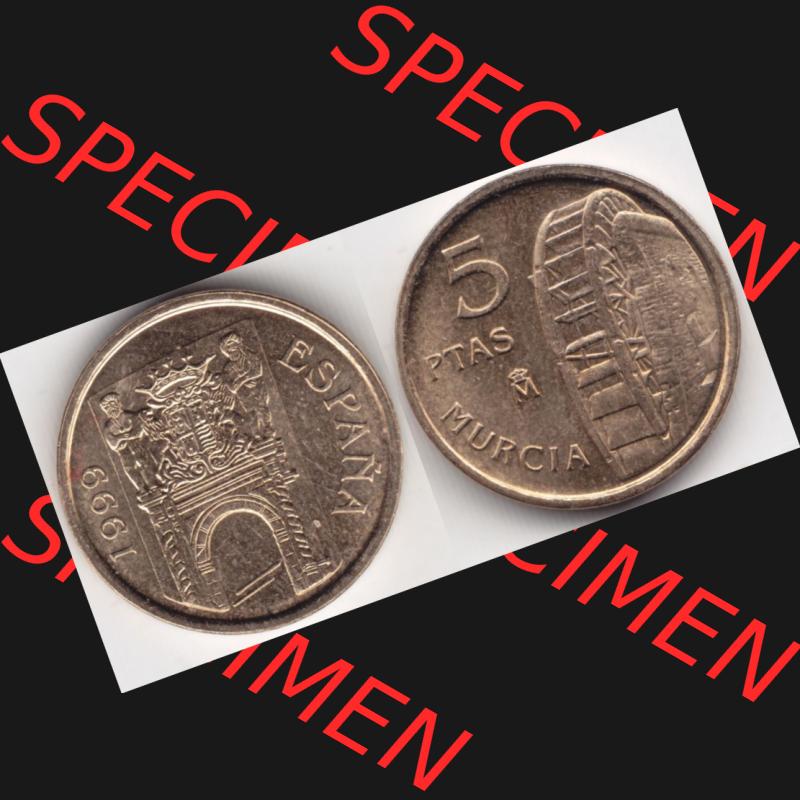 Münzen Spanien Umlaufmünze 1999-1999, 5 Ptas, Peseten 1999, Bild mit Vollansicht als Bildmaterial Sammlung
