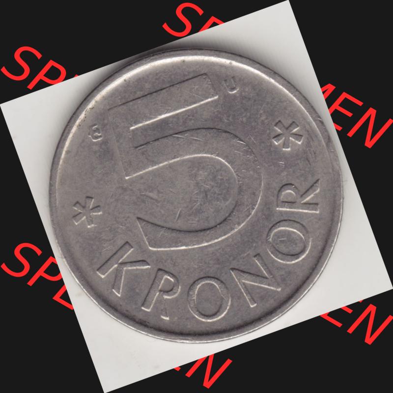 Münzen Schweden Umlaufmünze 1976-1990, 5 Kronen 1978, Bild mit Rückseite der Münze als Bildmaterial Sammlung