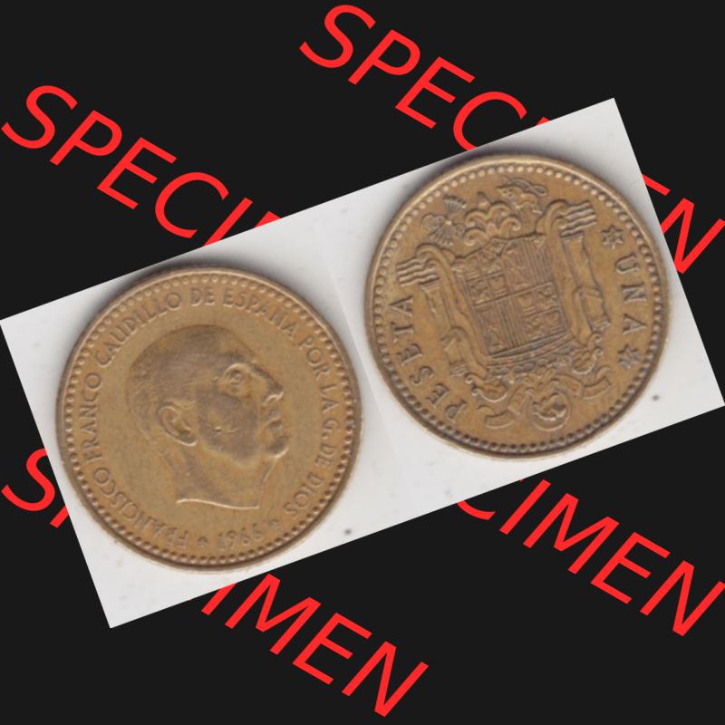 Münzen Spanien Umlaufmünze 1966-1966, 1 Peseta, Pesete, Bild mit Vollansicht als Bildmaterial Sammlung