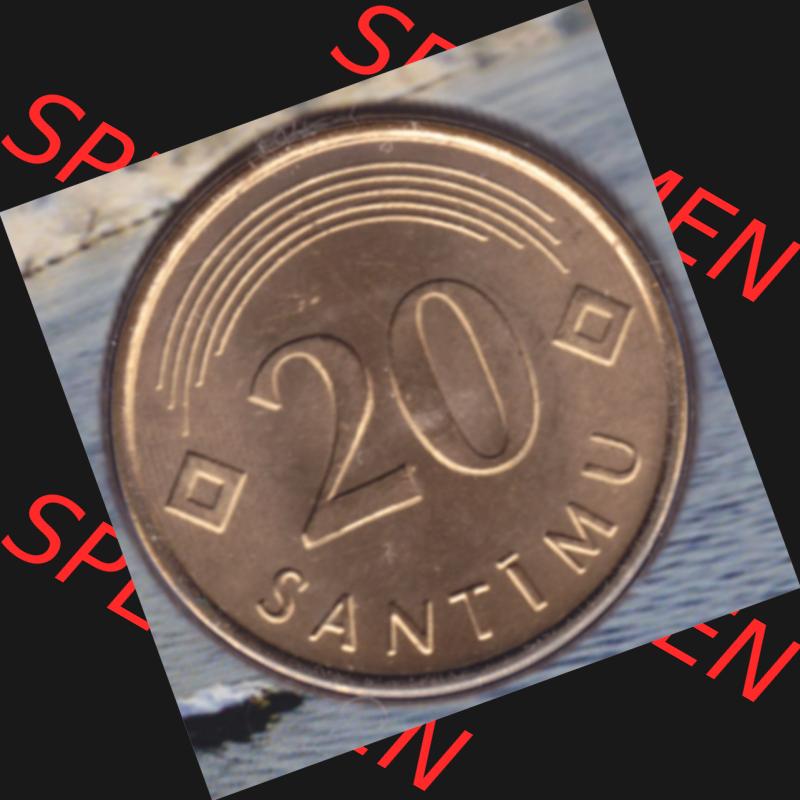 Münzen Lettland Umlaufmünze 1992-2009, 20 Centimes 2007, Bild mit Rückseite der Münze als Bildmaterial Sammlung