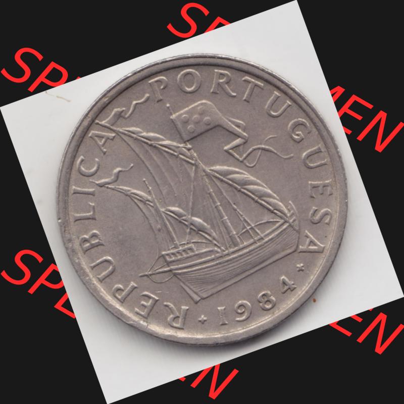 Münzen Portugal Umlaufmünze 1963-1986, 5 Escudos 1984. Rückseite der portugiesischen Umlaufmünze aus Portugal vor der Euro-Einführung in Portugal zum katalogisieren... Sammlung
