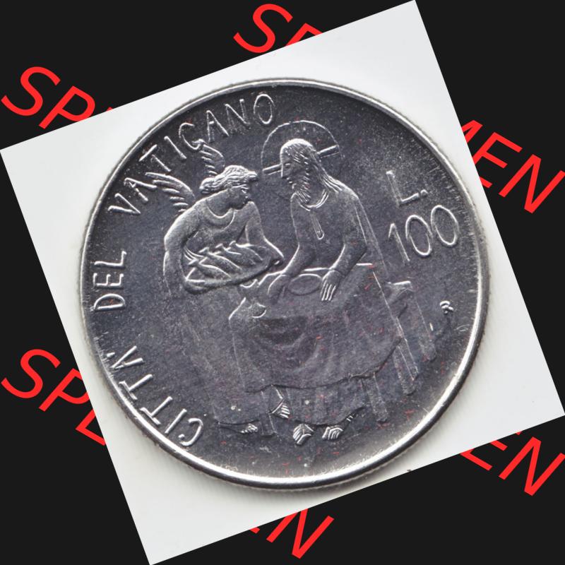 Münzen Vatikan / Vatikanstadt Umlaufmünze 1981-1981, 100 Lire Papst Johannes Paul II, Bild mit Rückseite der Münze als Bildmaterial. Münze aus dem Vatikan... Sammlung