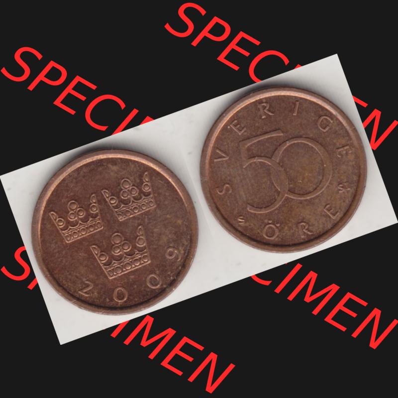 Münzen Schweden Umlaufmünze 1992-2009, 50 Öre 2009, Bild mit Vollansicht als Bildmaterial Sammlung