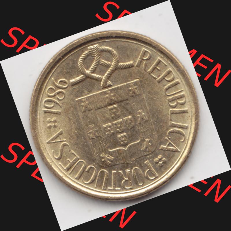 Münzen Portugal Umlaufmünze 1986-2001, 1 Escudo 1986. Rückseite der portugiesischen Umlaufmünze aus Portugal vor der Euro-Einführung in Portugal zum katalogisieren... Sammlung