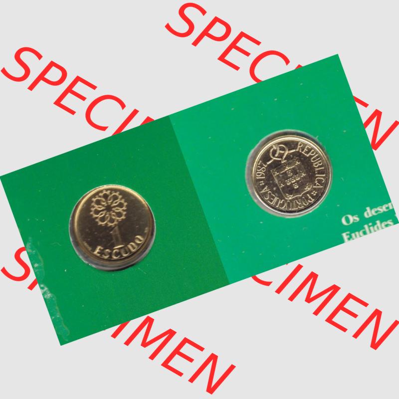 Münzen Portugal KMS Umlaufmünze 1987, 1 Escudo. Vorderseite und Rückseite auf einen Bild/Foto der portugiesischen Umlaufmünze aus Portugal vor der Euro-Einführung... Sammlung