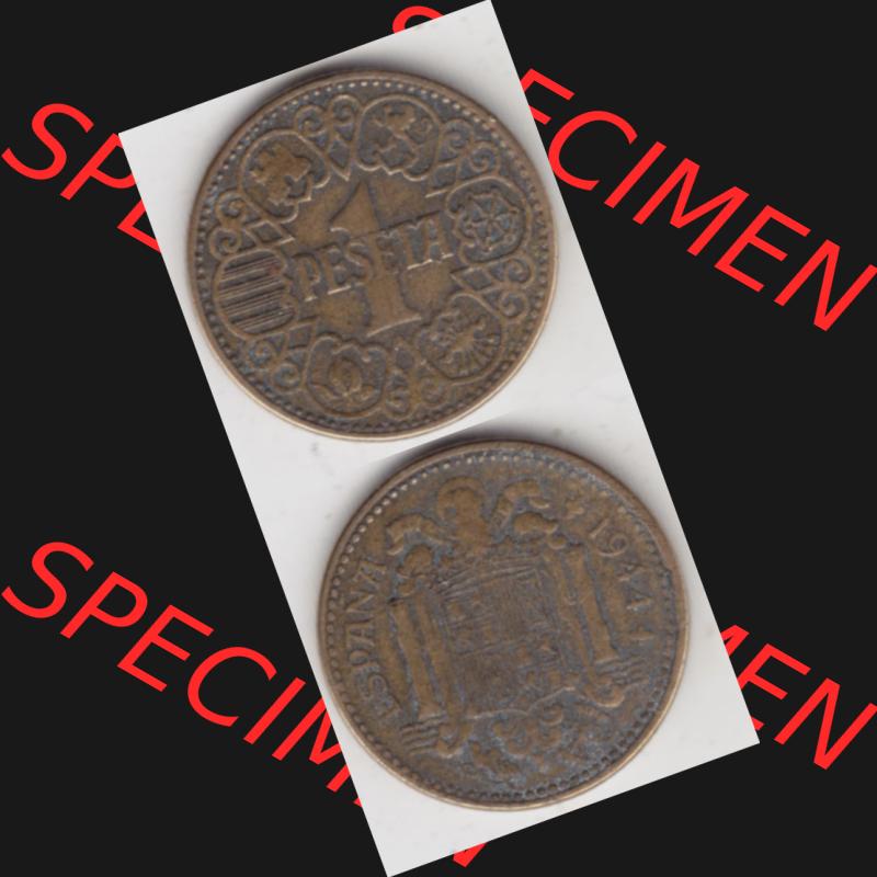 Münzen Spanien Umlaufmünze 1944-1944, 1 Pesete 1944, Münze aus Spanien, Umlaufmünze / aus Zahlungsverkehr mit Münzseiten Vertikal / Untereinander auf... Sammlung