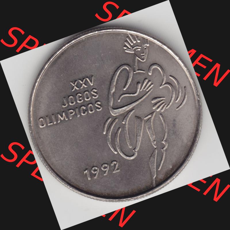 Münzen Portugal Gedenkmünze 1992-1992, 200 Escudo, XXV Jogos Olimpicos. Rückseite der portugiesischen Gedenkmünze aus Portugal vor der Euro-Einführung in Portugal... Sammlung