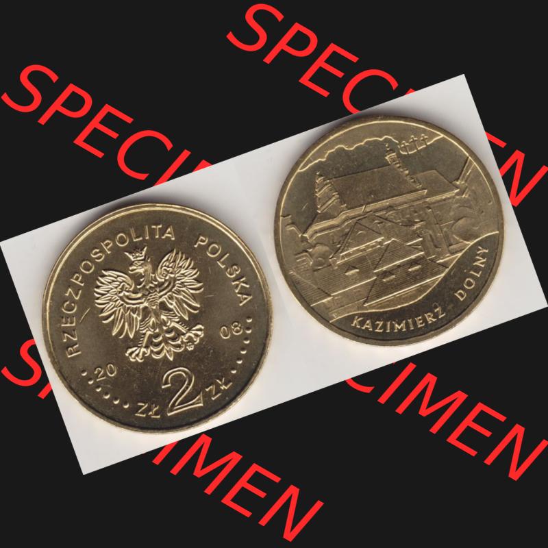 Münzen Polen Gedenkmünze 2008-2008, 2 Zloty, Kulturdenkmäler Polens - Kazimierz Dolny, Bild mit Vollansicht als Bildmaterial Sammlung