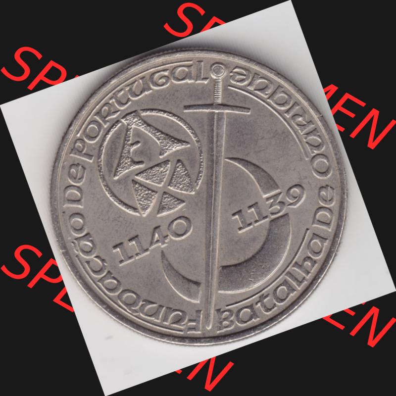 Münzen Portugal Gedenkmünze 1989-1989, 250 Escudos Batalha de Ourique, Schlacht von Ourique. Rückseite der portugiesischen Gedenkmünze aus Portugal vor der Euro-Einführung... Sammlung