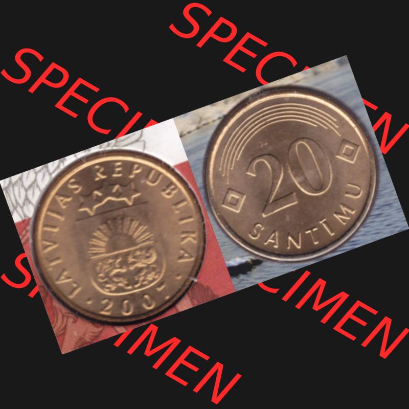 Münzen Lettland Umlaufmünze 1992-2009, 20 Centimes 2007, aus Münzensatz Bild mit horizontaler Vollansicht als Bildmaterial Sammlung