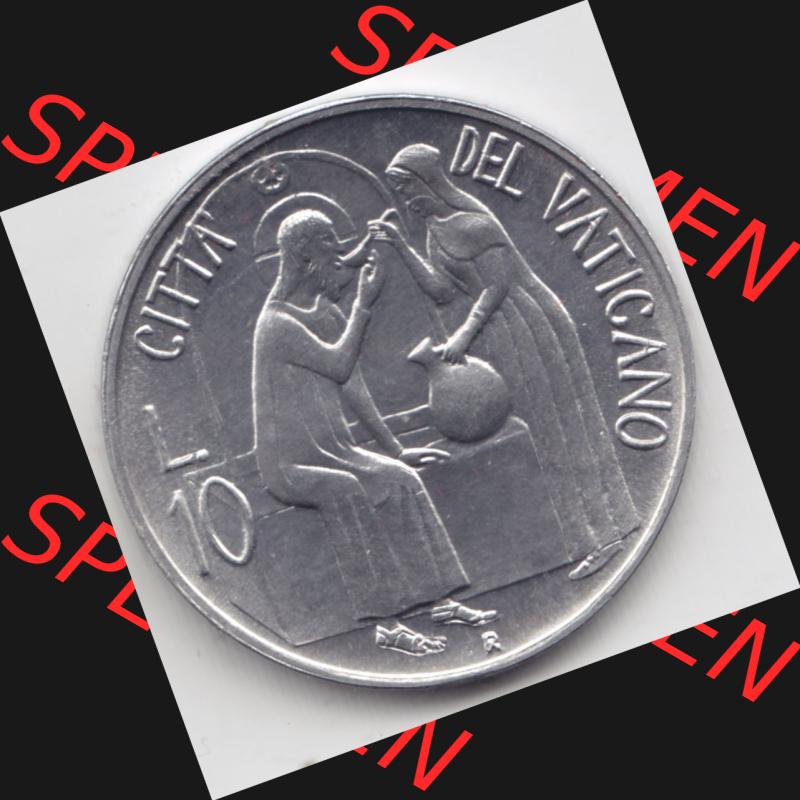 Münzen Vatikan / Vatikanstadt Umlaufmünze 1981-1981, 10 Lire Papst Johannes Paul II, Bild mit Rückseite der Münze als Bildmaterial. Münze aus dem Vatikan... Sammlung