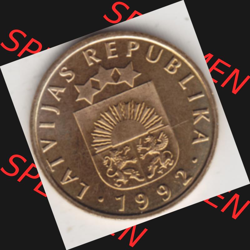 Münzen Lettland Umlaufmünze 1992-2009, 5 Santimi 1992, Bild mit Vorderseite der Münze als Bildmaterial Sammlung