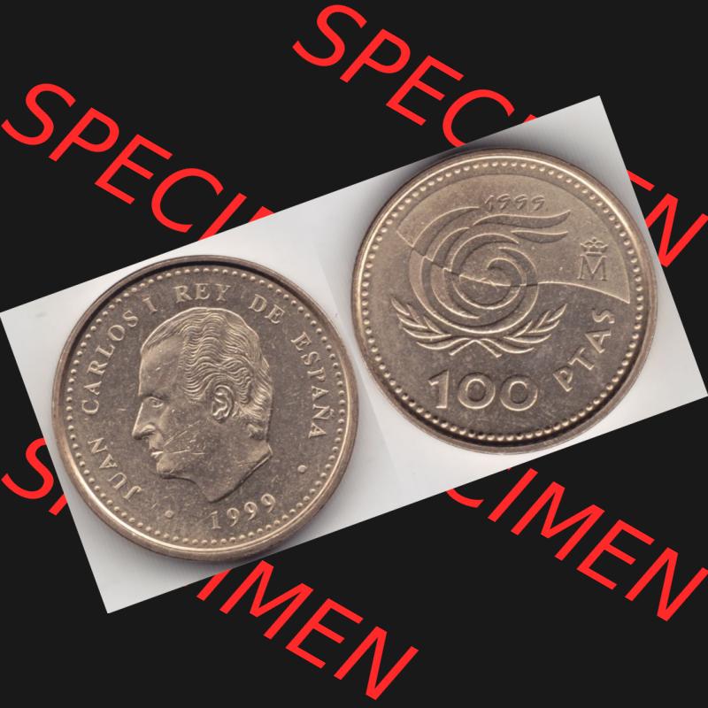 Münzen Spanien Umlaufmünze 1999-1999, 100 Ptas, Peseten 1999, Bild mit Vollansicht als Bildmaterial Sammlung