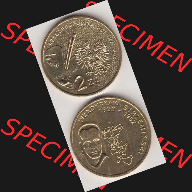 Münzen Polen Gedenkmünze 2009-2009, 2 Zloty, Polnische Maler des 19. und 20. Jahrhunderts - Wladyslaw Strzeminski, Münzseiten Untereinander als Bildmaterial Sammlung