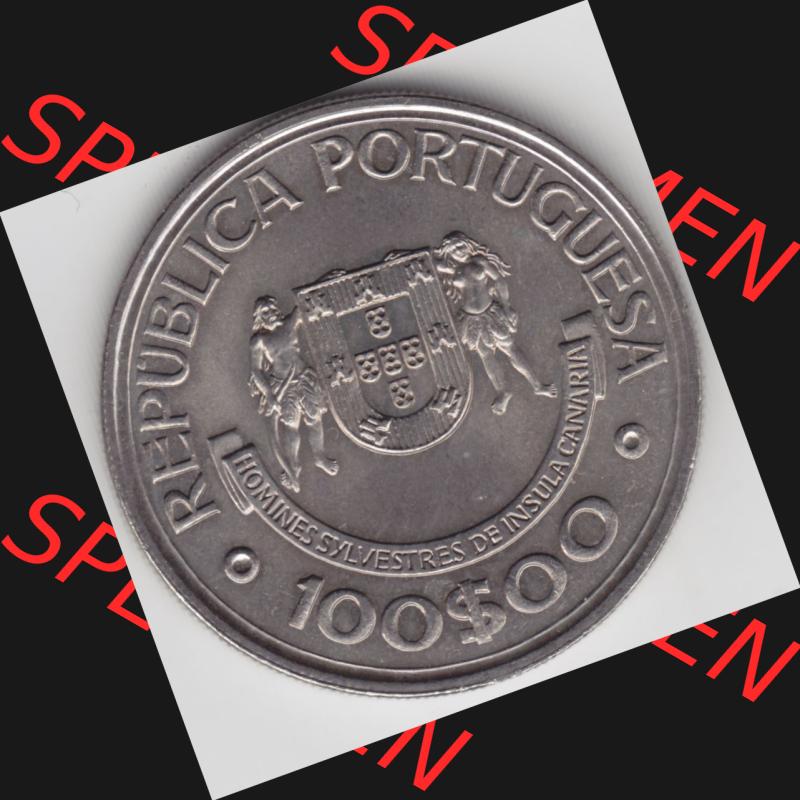 Münzen Portugal Gedenkmünze 1989-1989, 100 Escudos Ilhas Canarias. Vorderseite der Gedenkmünze aus Portugal zum katalogisieren im Münzen-Katalog und der Verwaltung auf... Sammlung