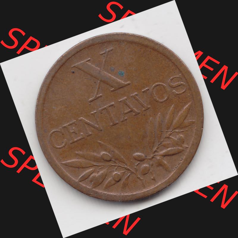 Münzen Portugal Umlaufmünze 1942-1969, 10 Centavos 1958. Vorderseite der Escudo Umlaufmünze aus Portugal vor EInführung der Euromünzen in Portugal zum katalogisieren... Sammlung